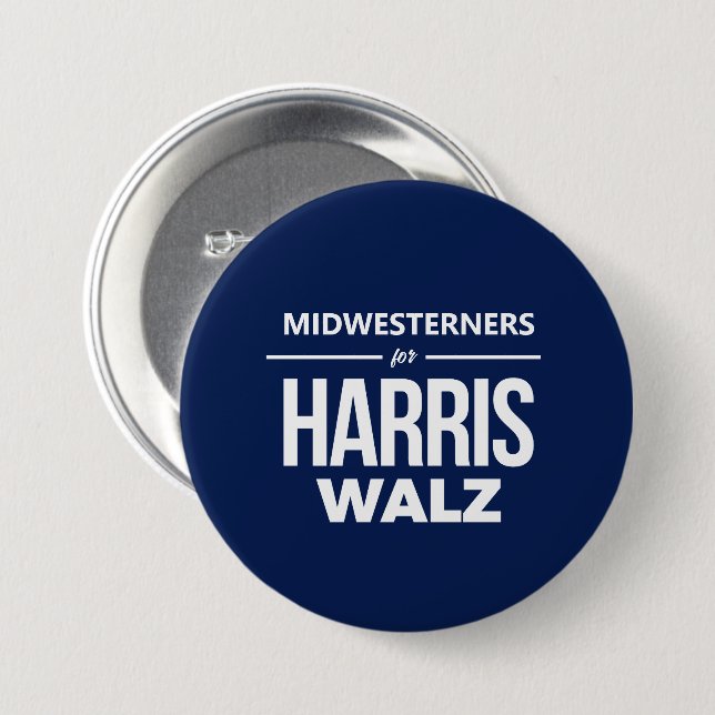 Badge Rond 7,6 Cm Midwest pour Harris Walz (Devant & derrière)