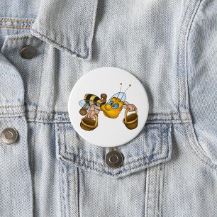Badge Rond 7,6 Cm Miel abeille avec paniers Amusants Animation Bee
