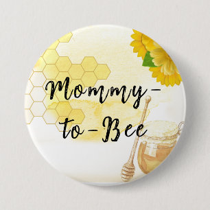Badge Rond 7,6 Cm Miel Jaune Floral Mère à Abeille Baby shower