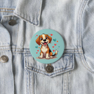 Badge Rond 7,6 Cm Mignon Beagle Kawaii avec des Chiens Ludiques aux