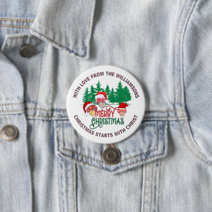 Badge Rond 7,6 Cm Mignon chrétien JOYEUX NOËL Champignon