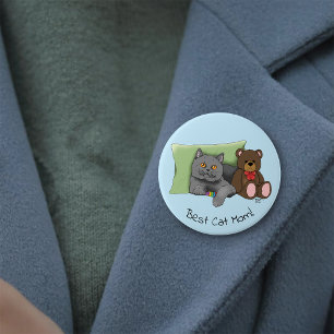 Badge Rond 7,6 Cm Mignonne Bleue Adorable Grise Meilleure Maman de C