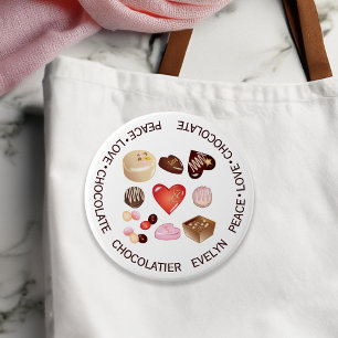 Badge Rond 7,6 Cm Mignonne Chic Coloré Paix Amour Chocolat Bonbon