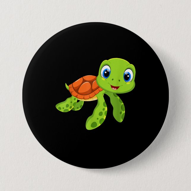 Badge Rond 7,6 Cm Mignonne Sea Baby Turtle Cadeau (Devant)