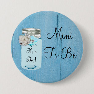 Badge Rond 7,6 Cm Mimi à être bouton minable rustique bleu de pot 