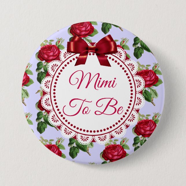 Badge Rond 7,6 Cm Mimi doit être Floral Burgundy Bouton Rose (Devant)