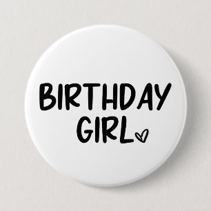 Badge Rond 7,6 Cm Minimal minimaliste Anniversaire Fille Noir Blanc 
