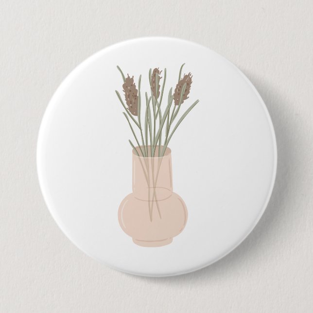 Badge Rond 7,6 Cm Minimalist Boho Lavender in Glass Vase (Devant)