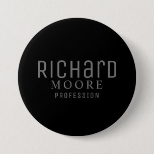 Badge Rond 7,6 Cm minimalist plain black white name