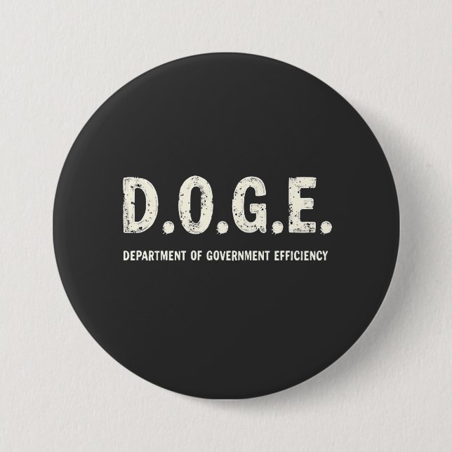 Badge Rond 7,6 Cm Ministère De L'Efficacité Gouvernementale Chien De (Devant)