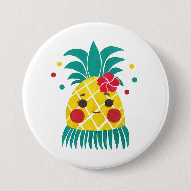 Badge Rond 7,6 Cm Mlle Hawaiian Pineapple (Devant)