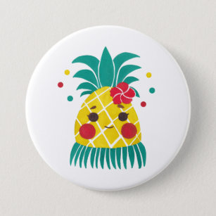 Badge Rond 7,6 Cm Mlle Hawaiian Pineapple