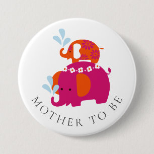Badge Rond 7,6 Cm Mod Elephant Baby Shower