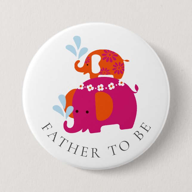 Badge Rond 7,6 Cm Mod Elephant Baby shower Père d'être (Devant)