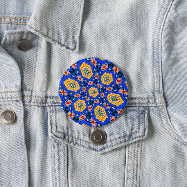 Badge Rond 7,6 Cm Modèle floral esthétique (En situation)