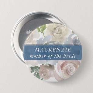 Badge Rond 7,6 Cm Modèle floral poussiéreux   Muted Pastel Wedding P