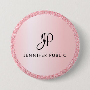 Badge Rond 7,6 Cm Modèle Monogramme personnalisé Parties scintillant