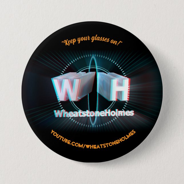 Badge Rond 7,6 Cm Modèle officiel WheatstoneHolmes stéréoscopique 3D (Devant)