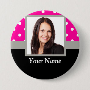 Badge Rond 7,6 Cm Modèle photo à points Polka rose