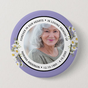 Badge Rond 7,6 Cm Moderne Élégant Floral Violet En Souvenir De 
