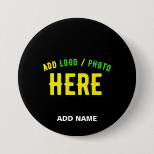BADGE ROND 7,6 CM MODERNE ET MODERNE PERSONNALISABLE NOIR VÉRIFIÉ