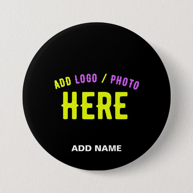 BADGE ROND 7,6 CM MODERNE ET MODERNE PERSONNALISABLE NOIR VÉRIFIÉ (Devant)