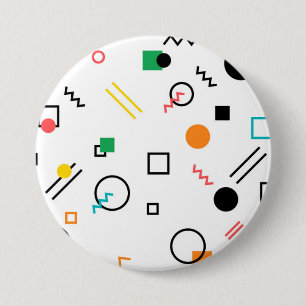 Badge Rond 7,6 Cm Moderne, ludique, cool, tendance, Memphis géométri