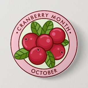 Badge Rond 7,6 Cm Mois de la canneberge Octobre
