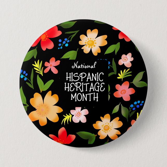BADGE ROND 7,6 CM MOIS DU PATRIMOINE HISPANIQUE NATIONAL (Devant)