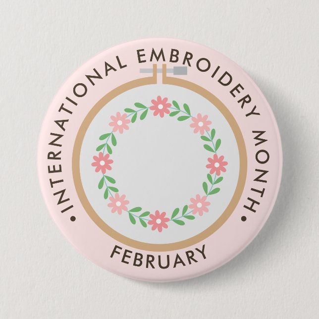 Badge Rond 7,6 Cm Mois international de la broderie (Devant)