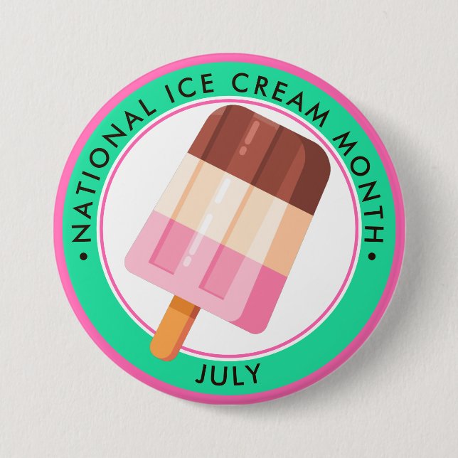 Badge Rond 7,6 Cm Mois national des glaces (Devant)