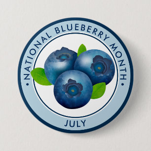 Badge Rond 7,6 Cm Mois national du bleuet