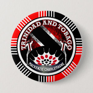 Badge Rond 7,6 Cm MOKO JUMBIE et STEELPAN avec fond géométrique