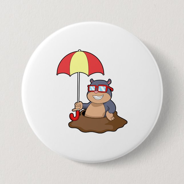 Badge Rond 7,6 Cm Mole à la pluie avec parapluie (Devant)