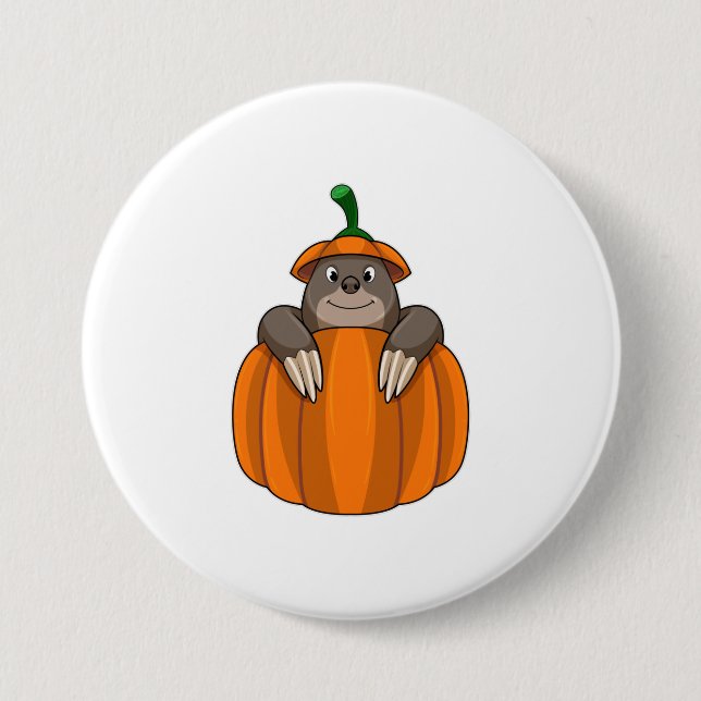 Badge Rond 7,6 Cm Mole avec Citrouille (Devant)