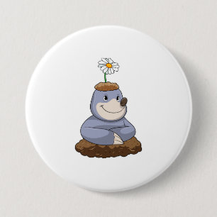 Badge Rond 7,6 Cm Mole avec Fleur marguerite