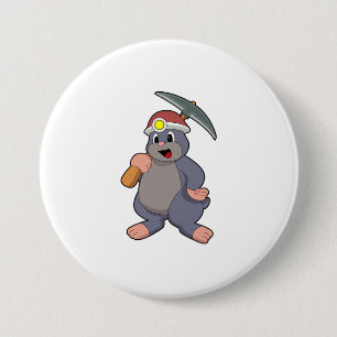 Badge Rond 7,6 Cm Mole avec Pickaxe