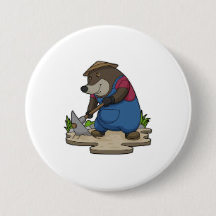 Badge Rond 7,6 Cm Mole en tant qu'agriculteur
