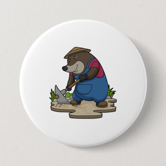 Badge Rond 7,6 Cm Mole en tant qu'agriculteur (Devant)
