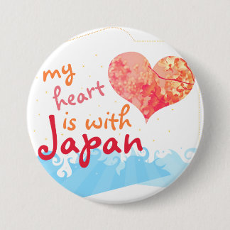 Badge Rond 7,6 Cm Mon coeur est avec le Japon