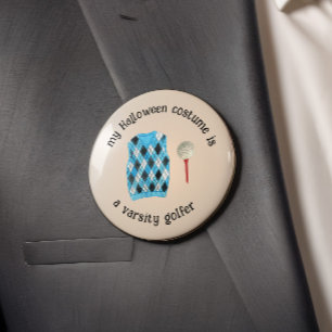 Badge Rond 7,6 Cm Mon costume d'Halloween est un golfeur universitai