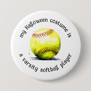 Badge Rond 7,6 Cm Mon costume d'Halloween est un joueur de softball,