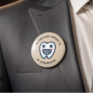 Badge Rond 7,6 Cm Mon costume d'Halloween est un orthodontiste, Drôl