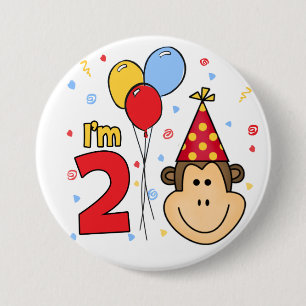 Badge Rond 7,6 Cm Monkey Face 2e anniversaire
