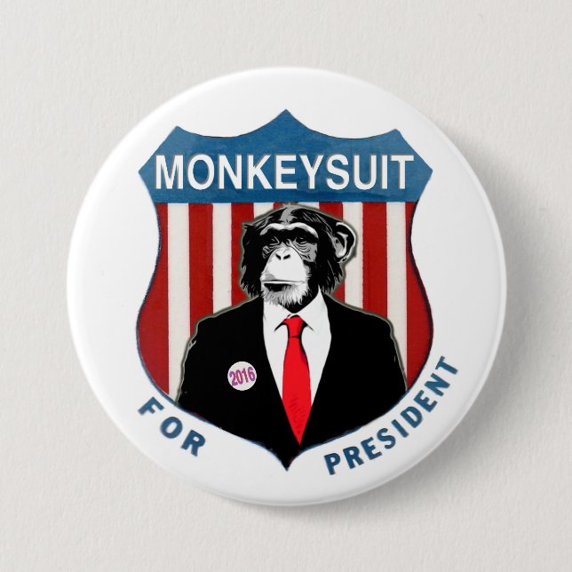 Badge Rond 7,6 Cm Monkeysuit pour le président (Devant)