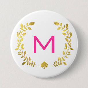 Badge Rond 7,6 Cm Monogram Gold Foil Laurel & Spade