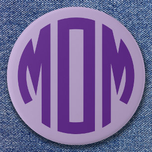 Badge Rond 7,6 Cm Monogramme circulaire violet pâle et royal MOM