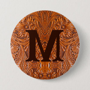Badge Rond 7,6 Cm monogramme de mariage campagnard occidental rustiq