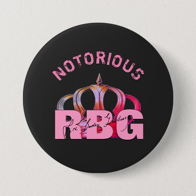 Badge Rond 7,6 Cm Monogramme de signature RBG célèbre (Devant)