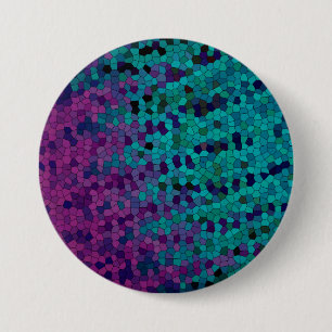 Badge Rond 7,6 Cm Mosaïque bleu turquoise Turquoise et violet